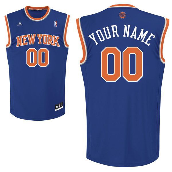 Men Adidas New York Knicks Custom Replica Road Blue NBA Jersey